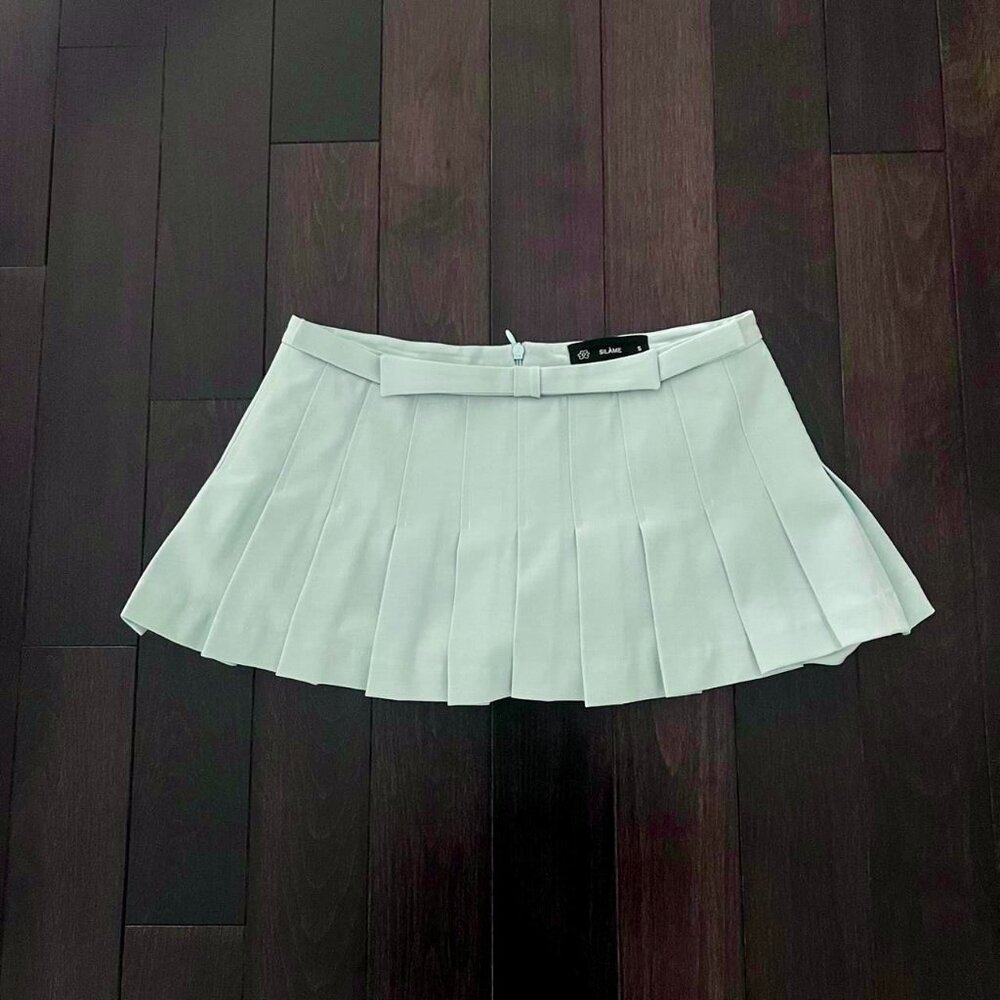 Pleated Mini Skirt with Bow Belt 🎀 Y2K Coquette Low-Rise Skirt